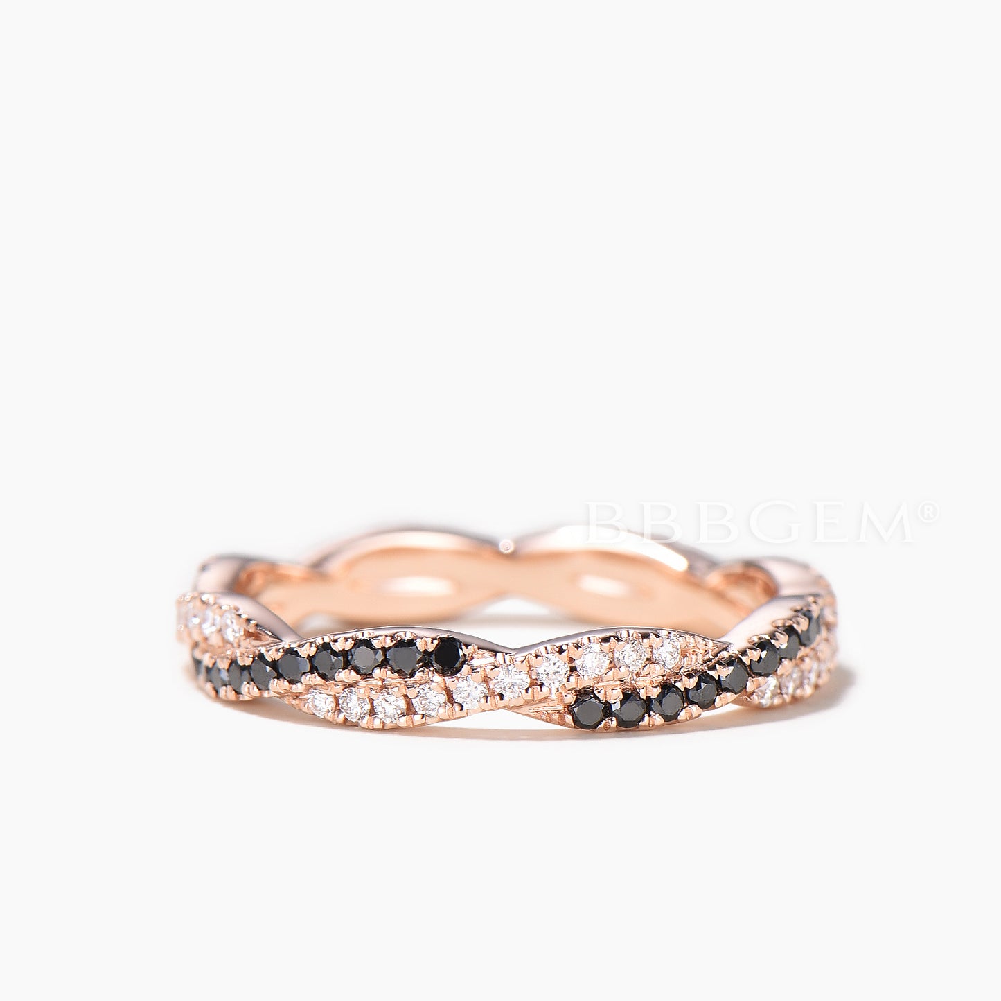 Round Cut Diamond Wedding Ring Spinel Moissanite Twisted Full Eternity Band