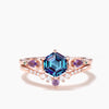 Hexagon Cut Color-change Alexandrite Wedding Ring Amethyst Diamond Ring Set