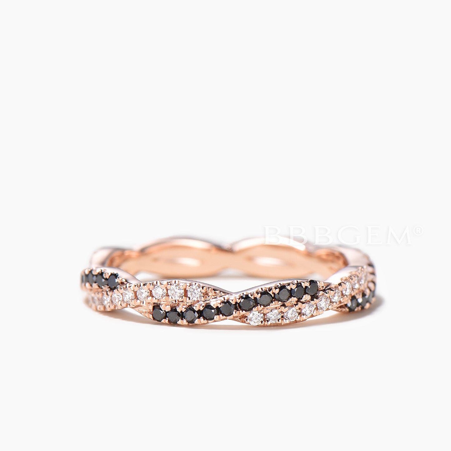 Round Cut Diamond Wedding Ring Spinel Moissanite Twisted Full Eternity Band