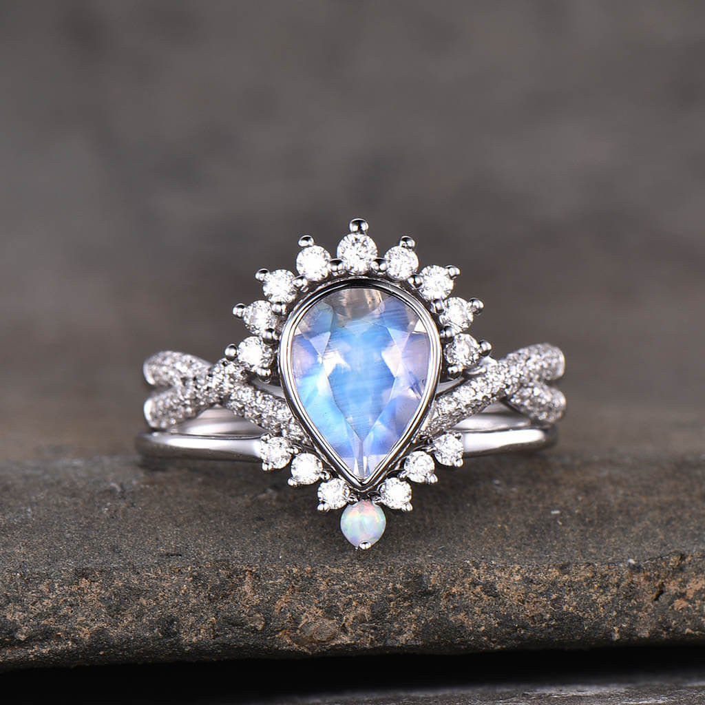 pear shaped moonstone engagement ring-BBBGEM moonstone gemstone engagement rings