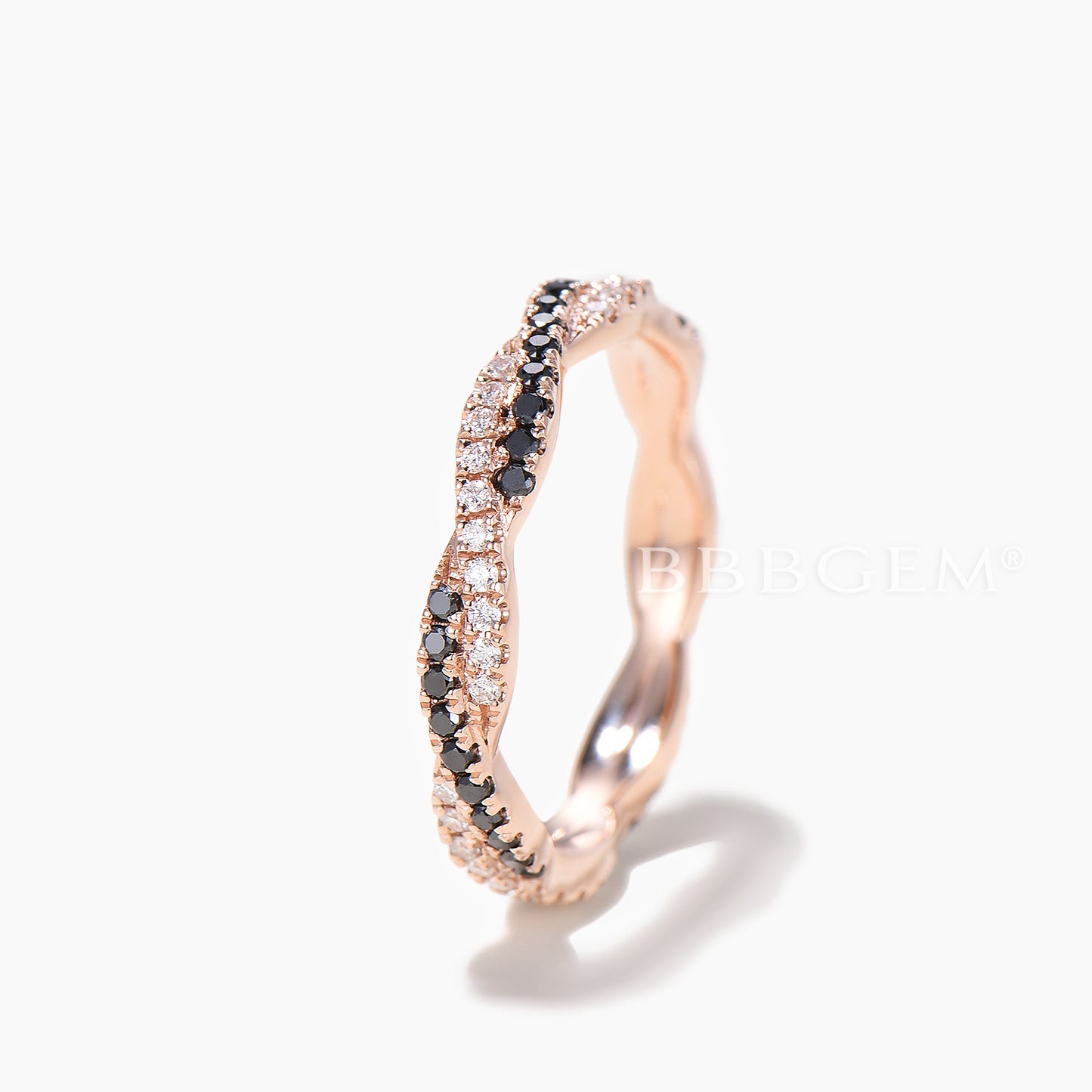 Round Cut Diamond Wedding Ring Spinel Moissanite Twisted Full Eternity Band