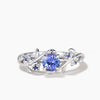 Round Cut Natural Tanzanite Engagement Ring Sapphire Leaf Inspired Ring