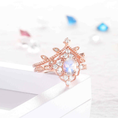 Unique Moonstone Engagement Ring Rose Gold 07