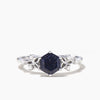 Hexagon Cut Blue Sandstone Engagement Ring Diamond Celtic Knot Ring
