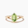 Hexagon Cut Natural Peridot Split Shank Engagement Ring Solitaire Ring