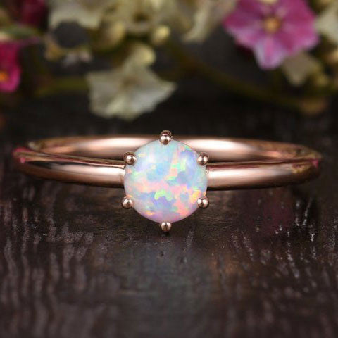 6 prongs  Opal Engagement Ring