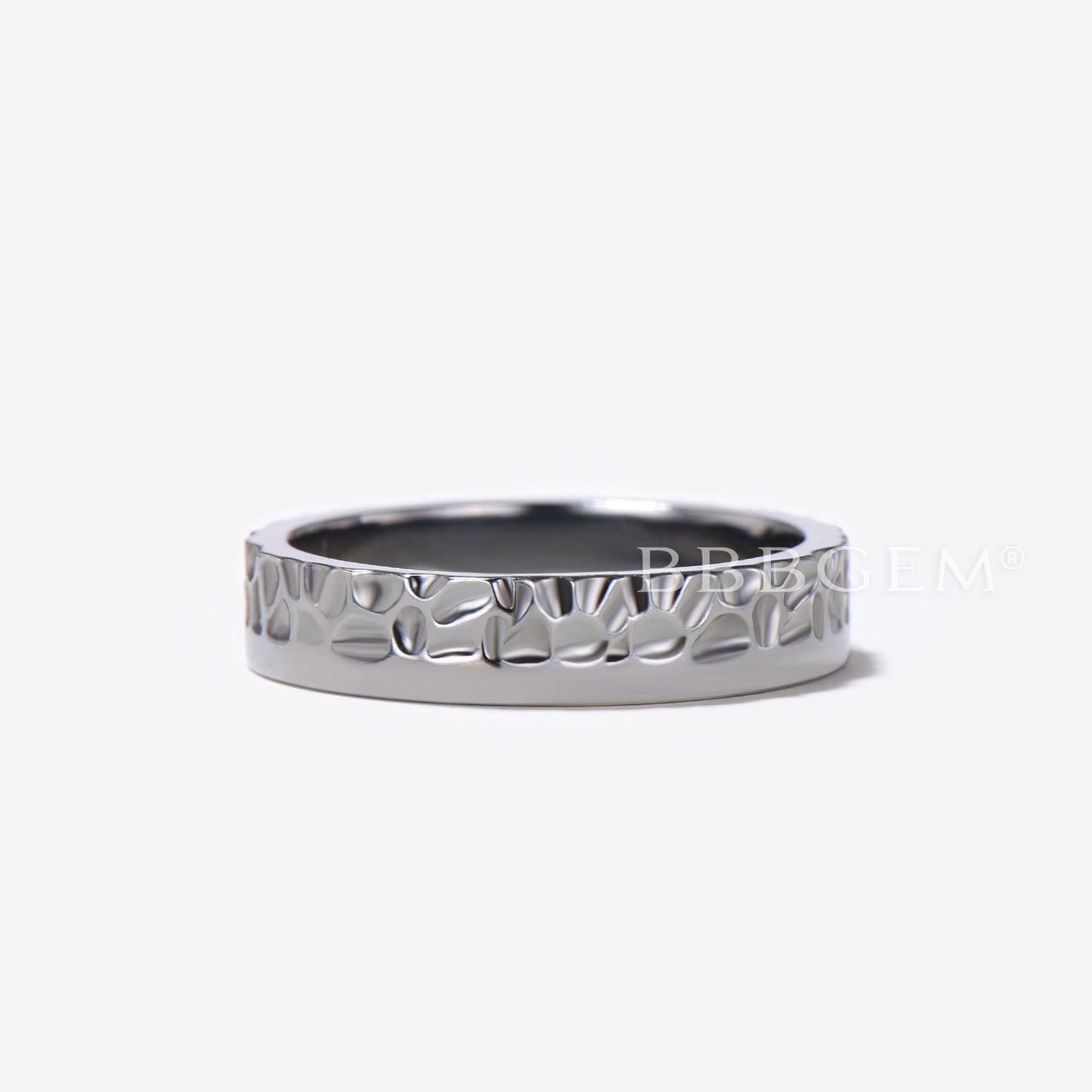 Unique Hammered Mens Wedding Band Sterling Silver Unisex Band