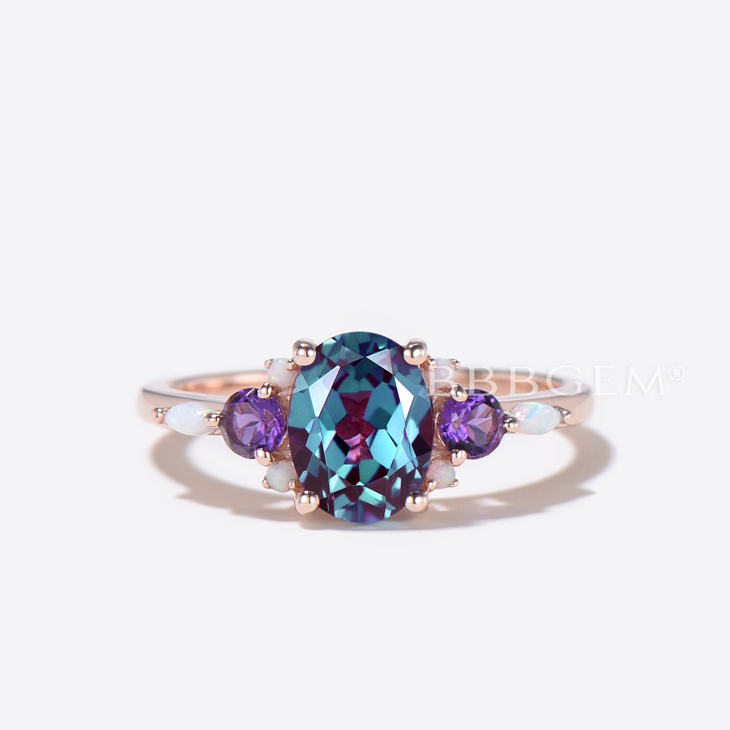 Butterfly Alexandrite Engagement Ring Set Cluster Amethyst Ring