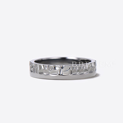 Unique Hammered Mens Wedding Band Sterling Silver Unisex Band