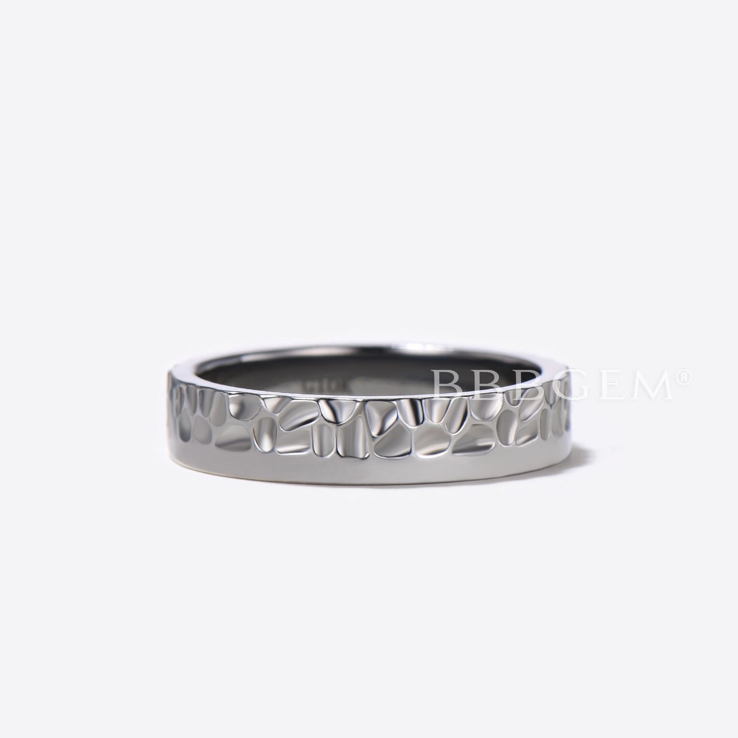 Unique Hammered Mens Wedding Band Sterling Silver Unisex Band