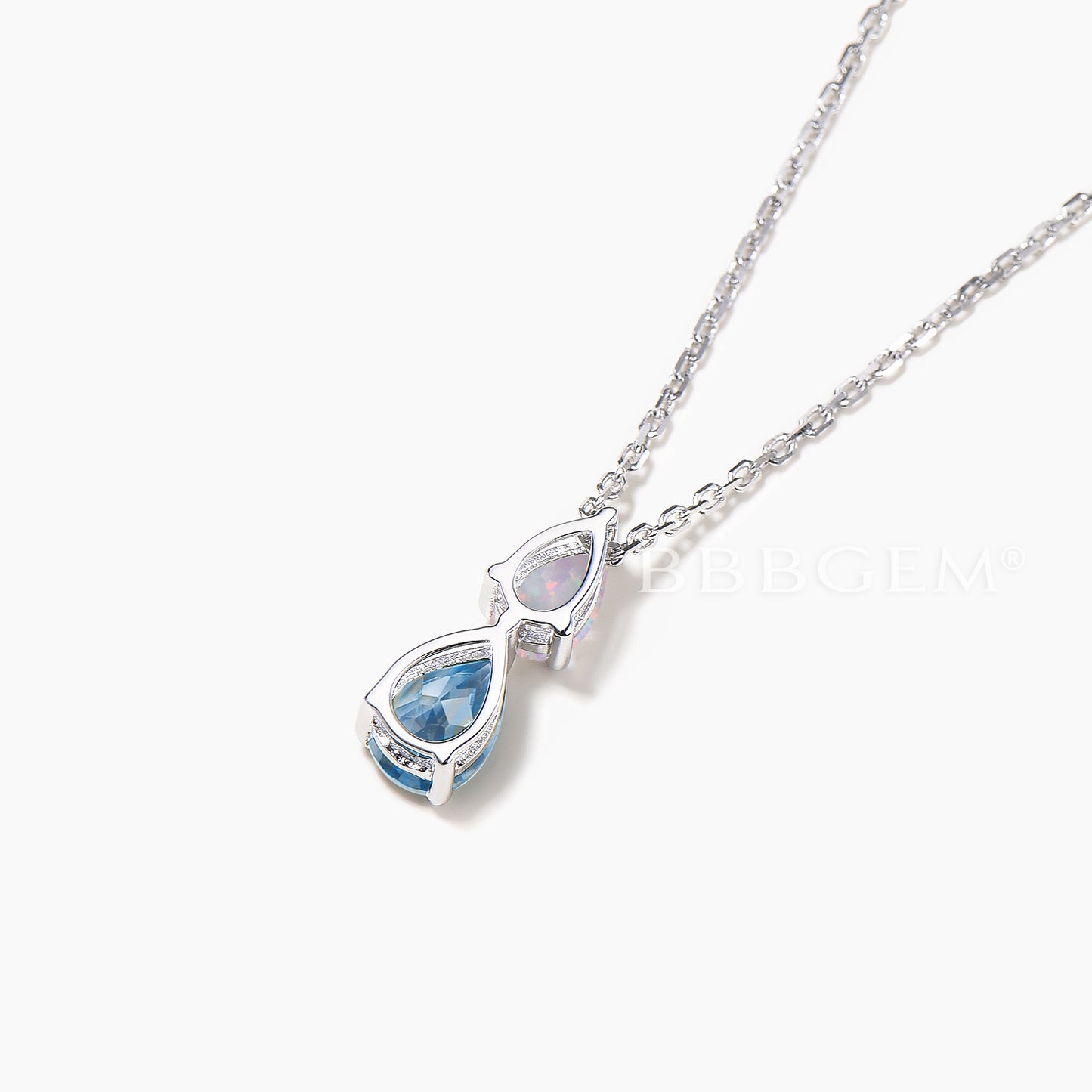 Teardrop Cut Aquamarine Opal Minimalist Necklece Toi er Moi Pendant