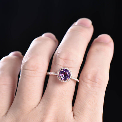 amethyst crystal wedding rings