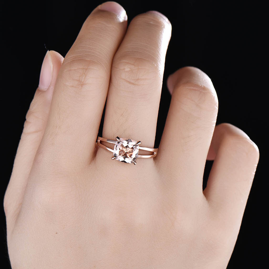 Solitaire Morganite Engagement Ring Split Shank 01