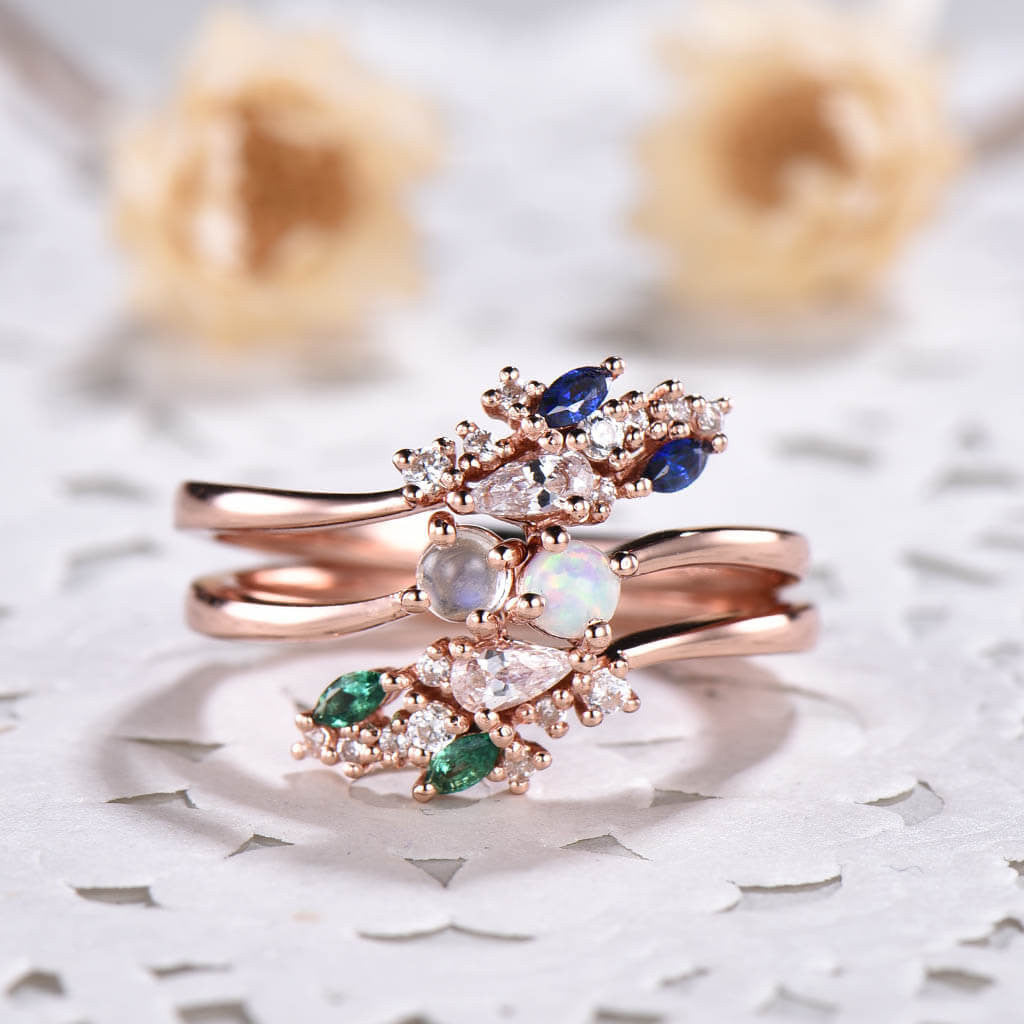 emerald and sapphire ring