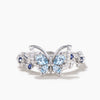 Pear Cut Natural Aquamarine Butterfly Wedding Ring Diamond Sapphire Nature Inspired Ring