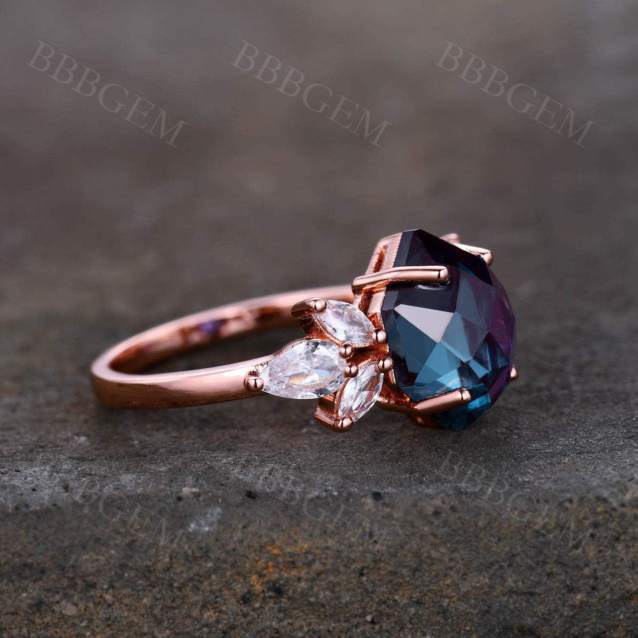 Vintage Alexandrite Rings-BBBGEM Alexandrite Wedding Rings