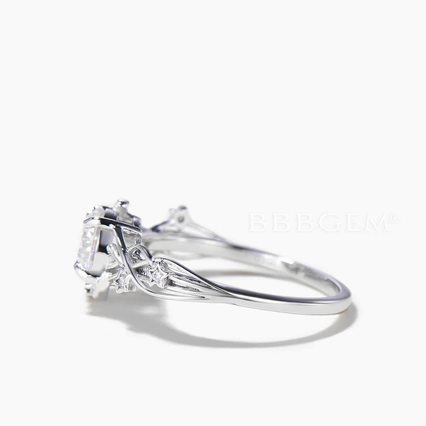 Round IGI Certificate Lab Grown Diamond Celestial Twisted Ring Spinel Moon Ring