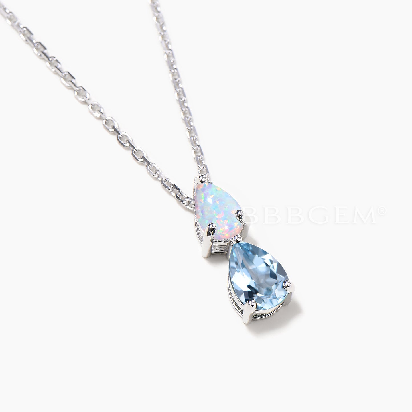 Teardrop Cut Aquamarine Opal Minimalist Necklece Toi er Moi Pendant