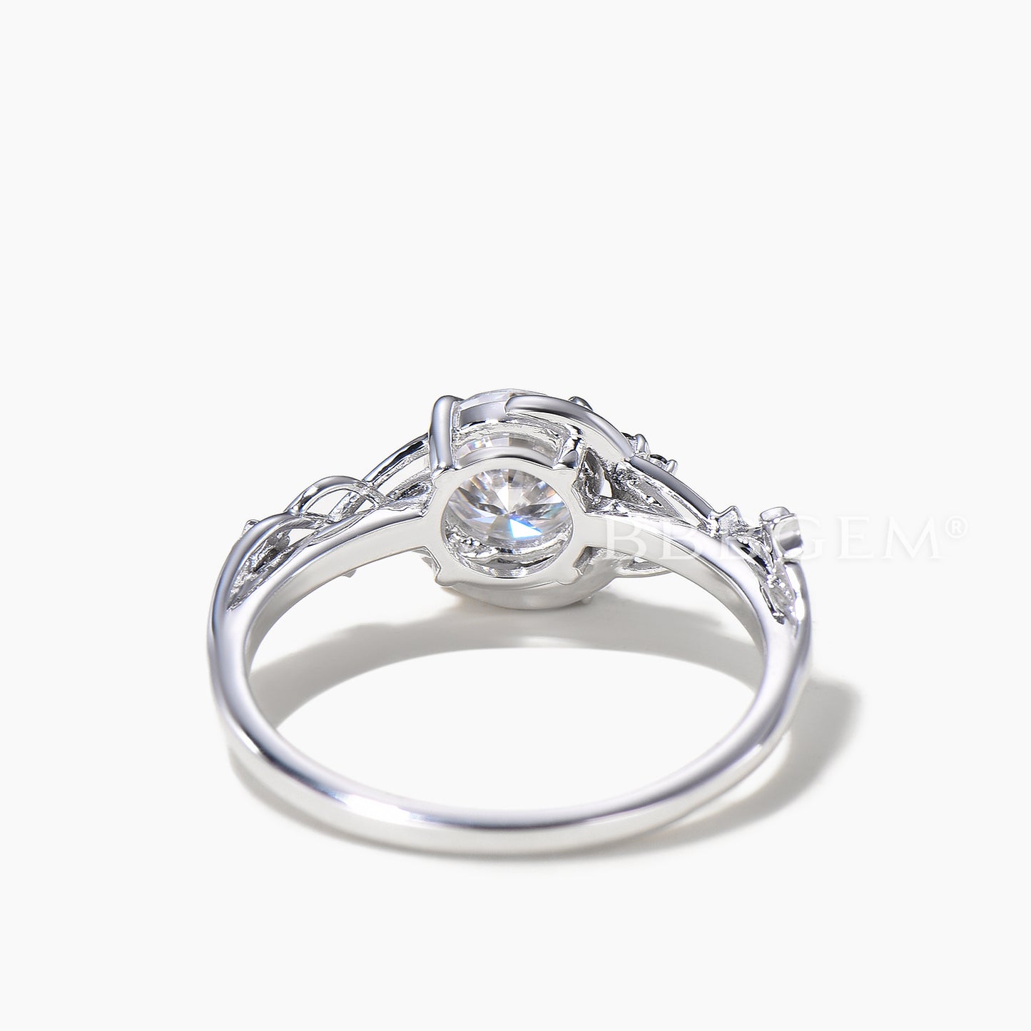 Round IGI Certificate Lab Grown Diamond Celestial Twisted Ring Spinel Moon Ring