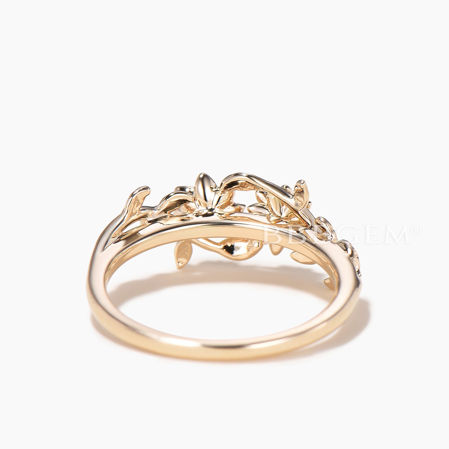 Round Cut Emerald Moissanite Floral Toi et Moi Wedding Ring Nature Inspired Ring