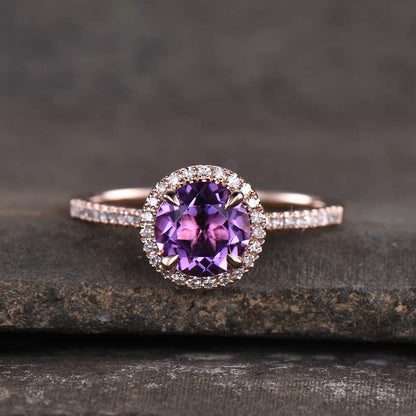 amethyst and diamond engagement ring