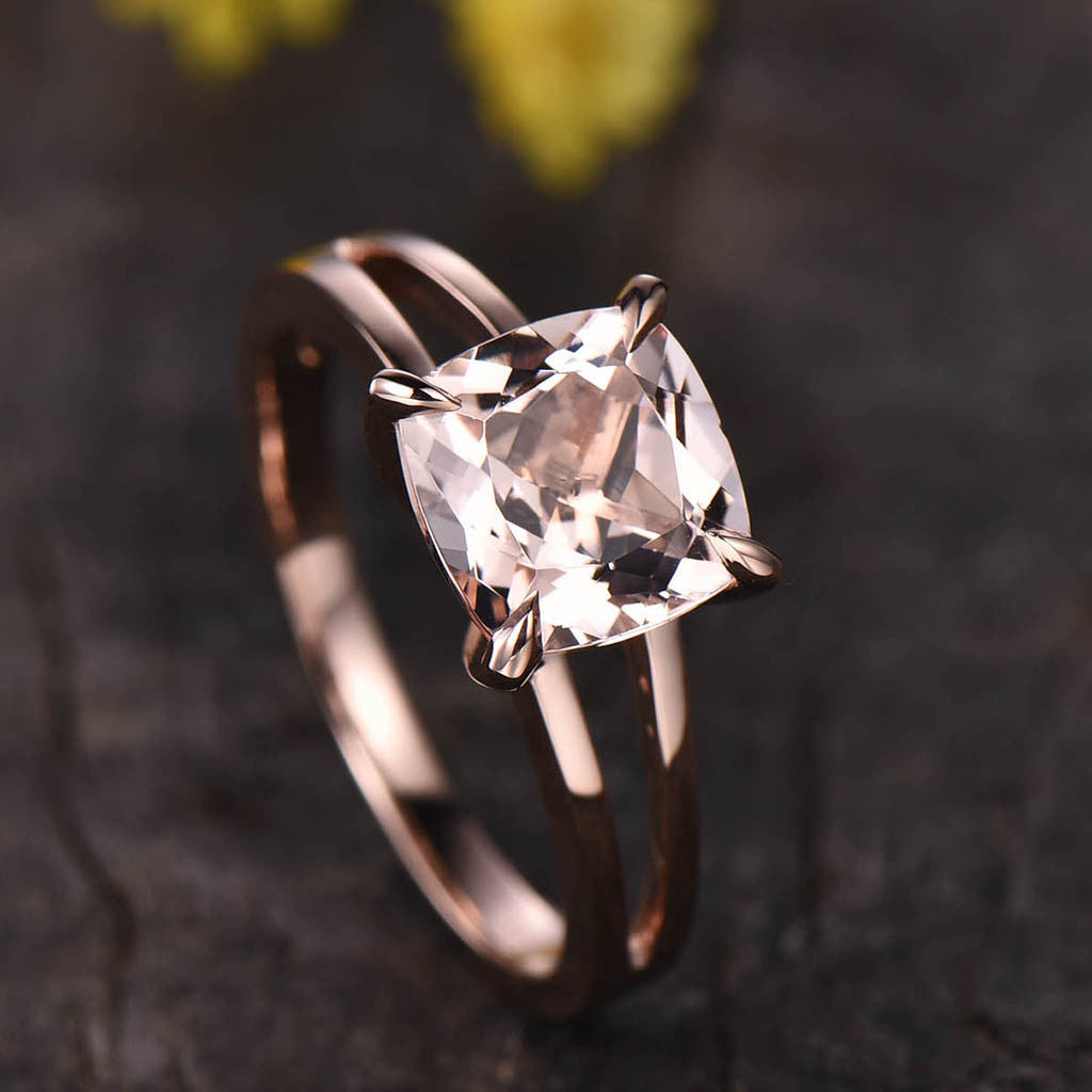 Solitaire Morganite Engagement Ring Split Shank 02