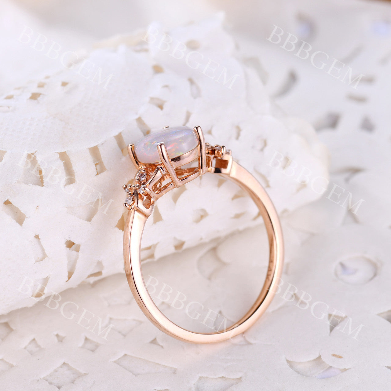 Rose Gold Opal Engagement Rings-BBBGEM Opal Engagement Rings