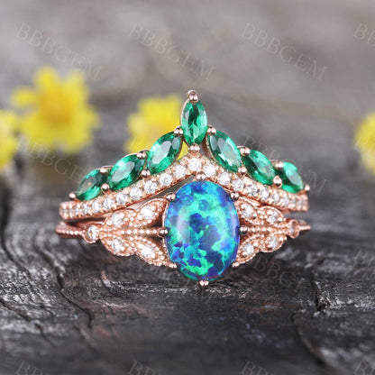 Oval Black Opal Ring