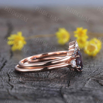 Rose Gold Alexandrite Engagement Ring-BBBGEM Alexandrite Ring