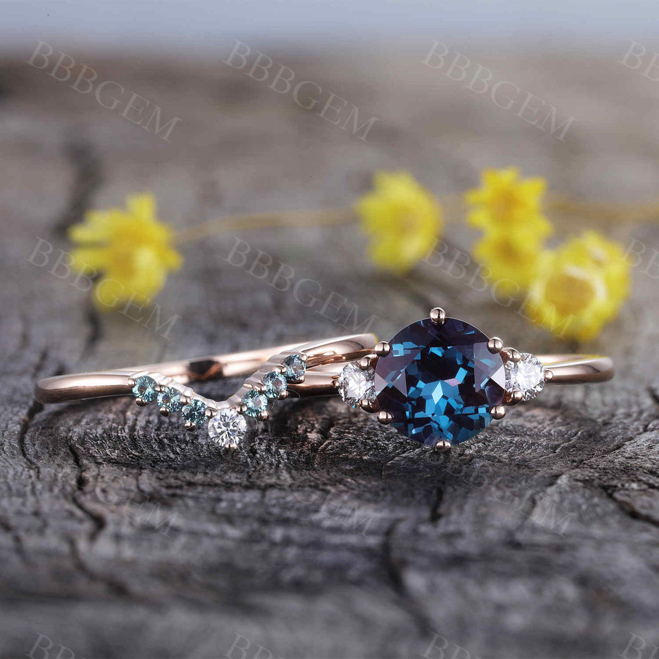 Alexandrite Bridal Set-BBBGEM Alexandrite Ring