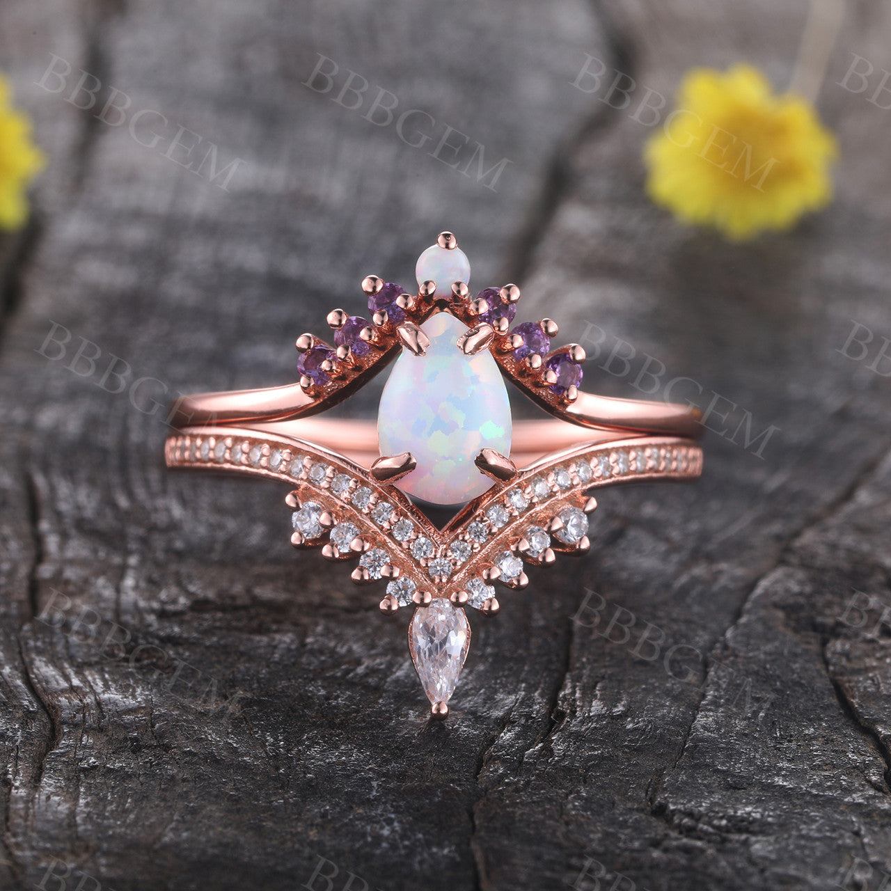 white opal ring