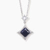 Princess Cut Blue Sandstone Necklace Moissanite Halo White Gold Pendant