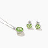 Solitaire Jewelry Set Round Natural Peridot Necklace White Gold Stud Earrings