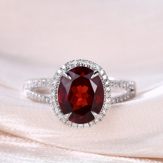 Garnet Engagement Ring-BBBGEM Garnet Engagement Ring