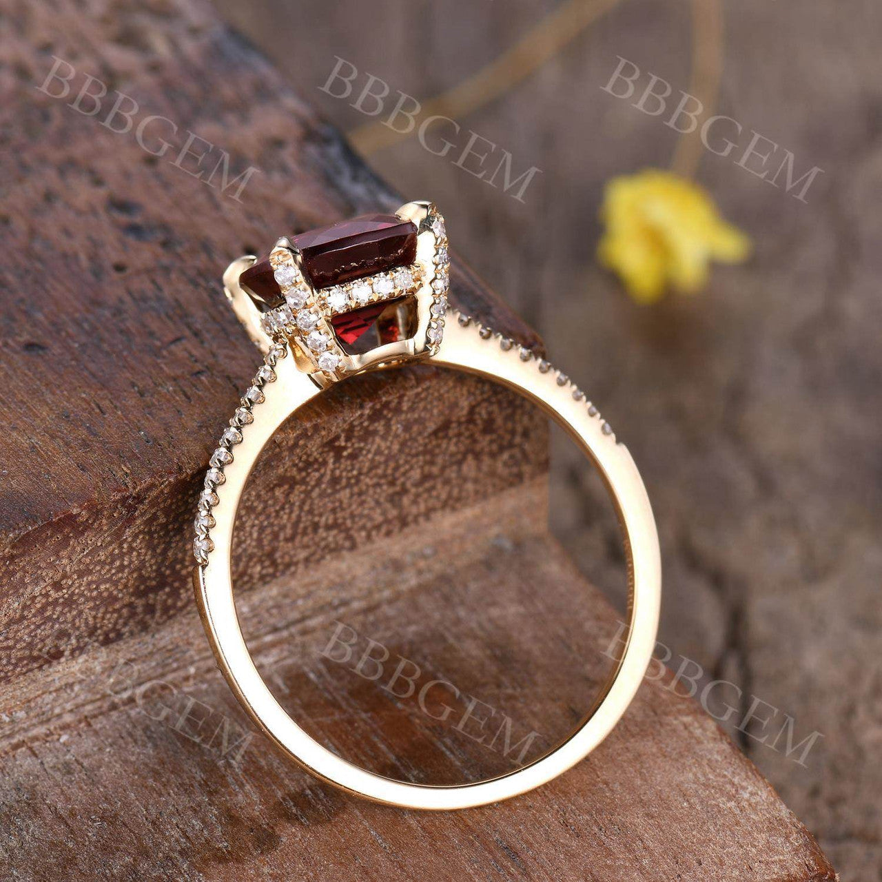 Rose Gold Garnet Ring-BBBGEM Garnet Engagement Ring