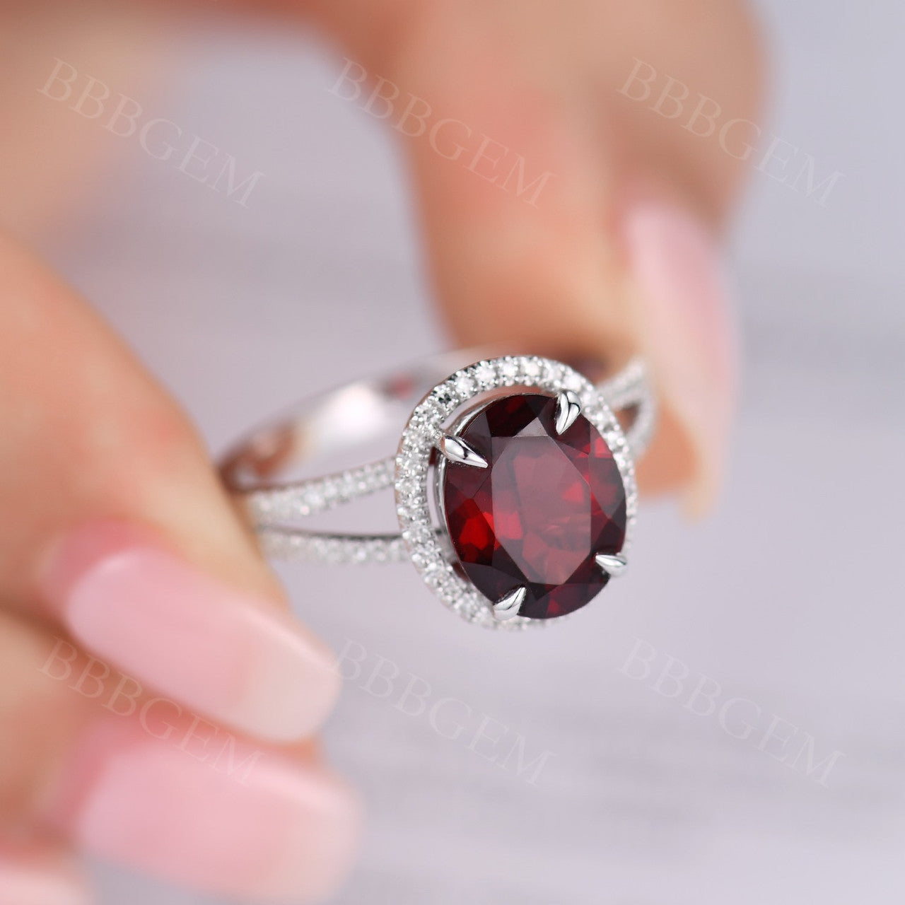 January Birthstone-BBBGEM Garnet Engagement Ring