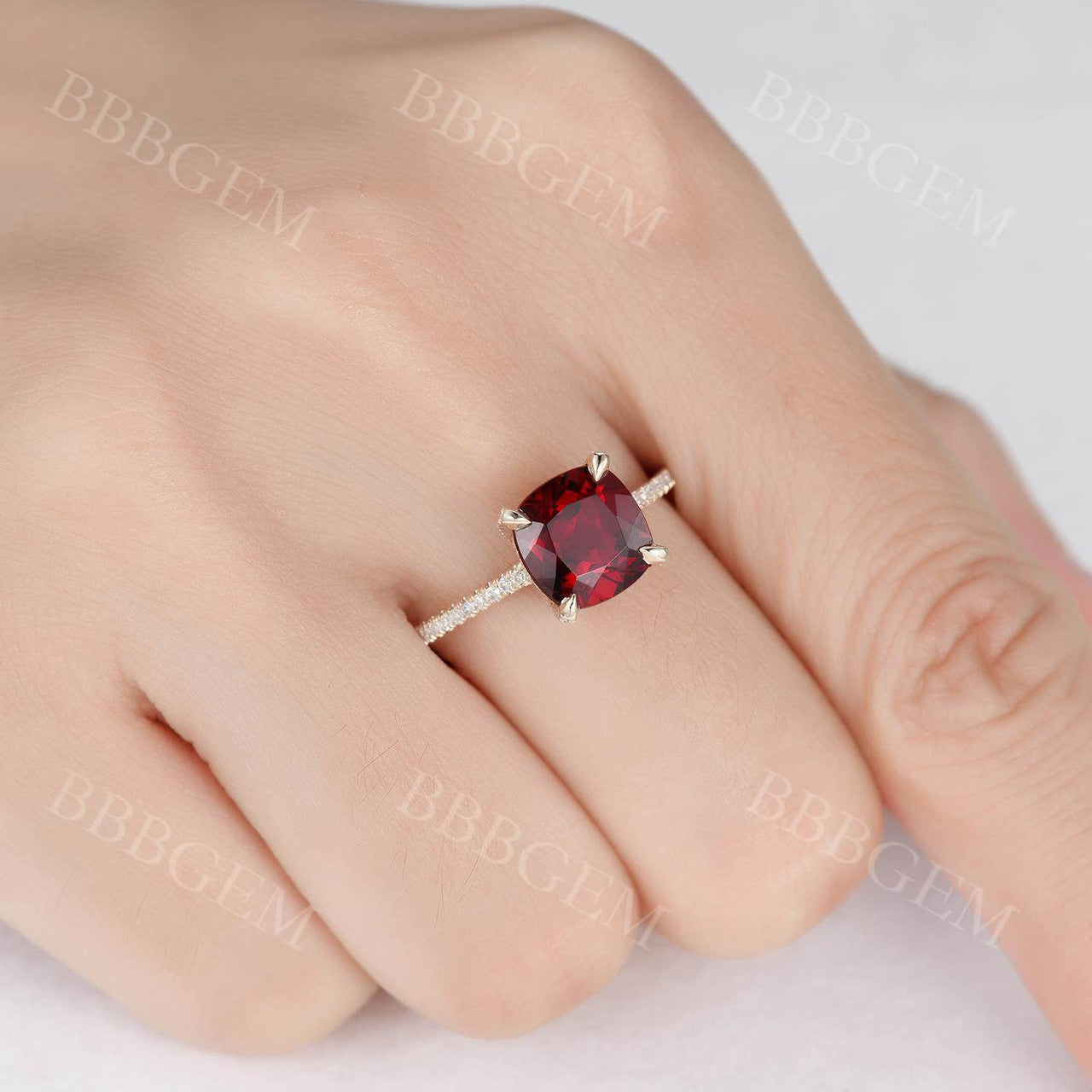 Garnet Promise Ring -BBBGEM Garnet Engagement Ring