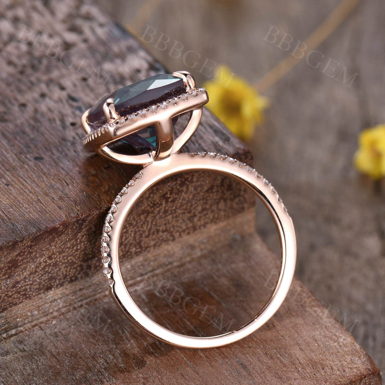 Rose Gold Alexandrite Ring-BBBGEM Alexandrite Rings