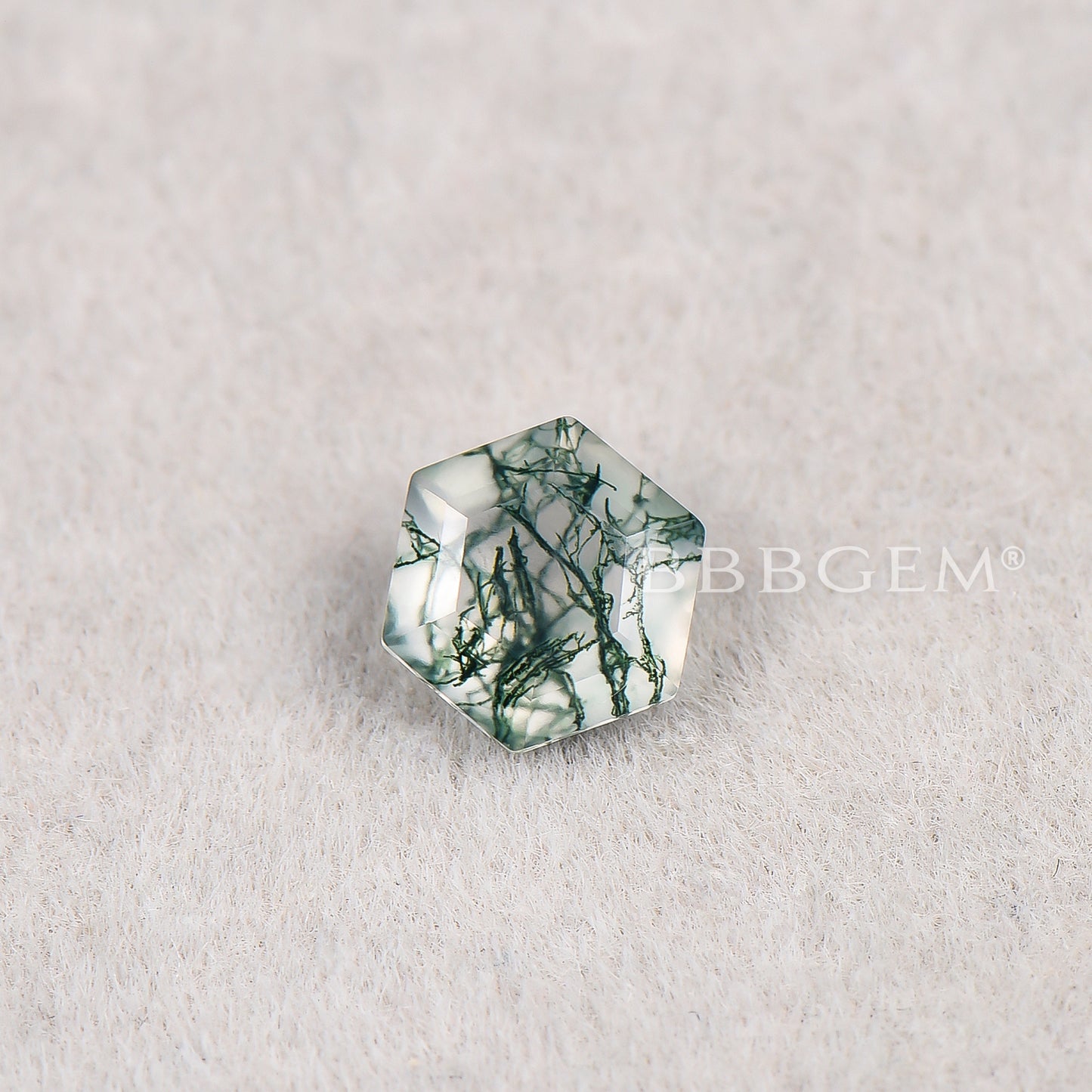 Hexagon Cut Green Moss Agate Faceted Calibrated Bulk Gemstones