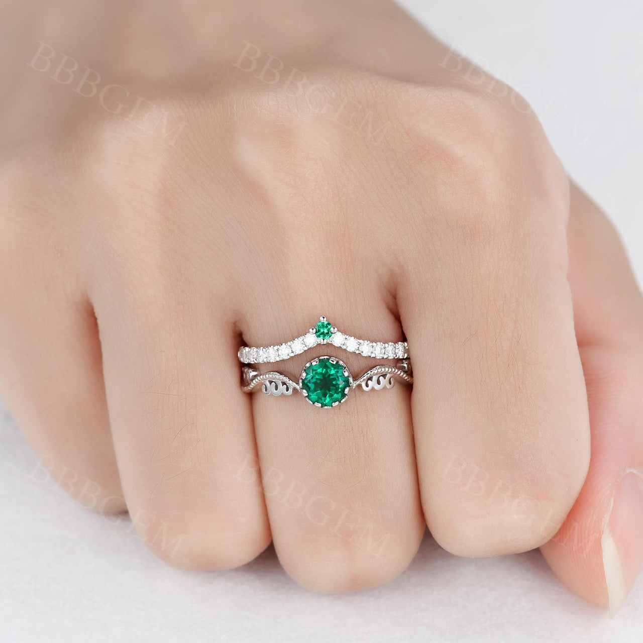 Emerald Rings For Women-BBBGEM Emerald Engagement Rings