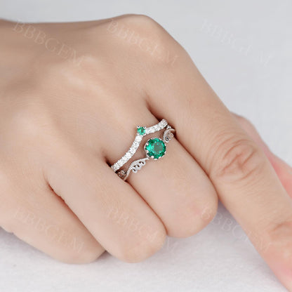 White Gold Emerald Engagement Rings-BBBGEM Emerald Engagement Rings