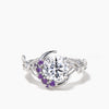 Round Cut IGI Certificate Lab Grown Diamond Moon Ring Amethyst Moissanite Twisted Ring