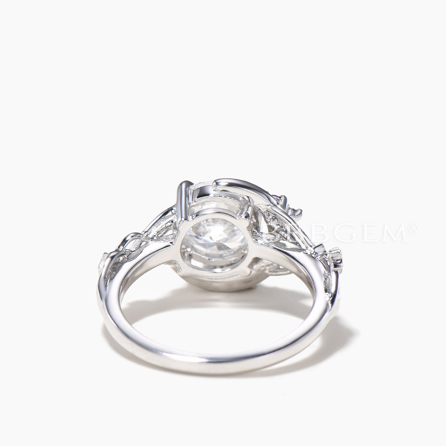 Round Cut IGI Certificate Lab Grown Diamond Moon Ring Amethyst Moissanite Twisted Ring