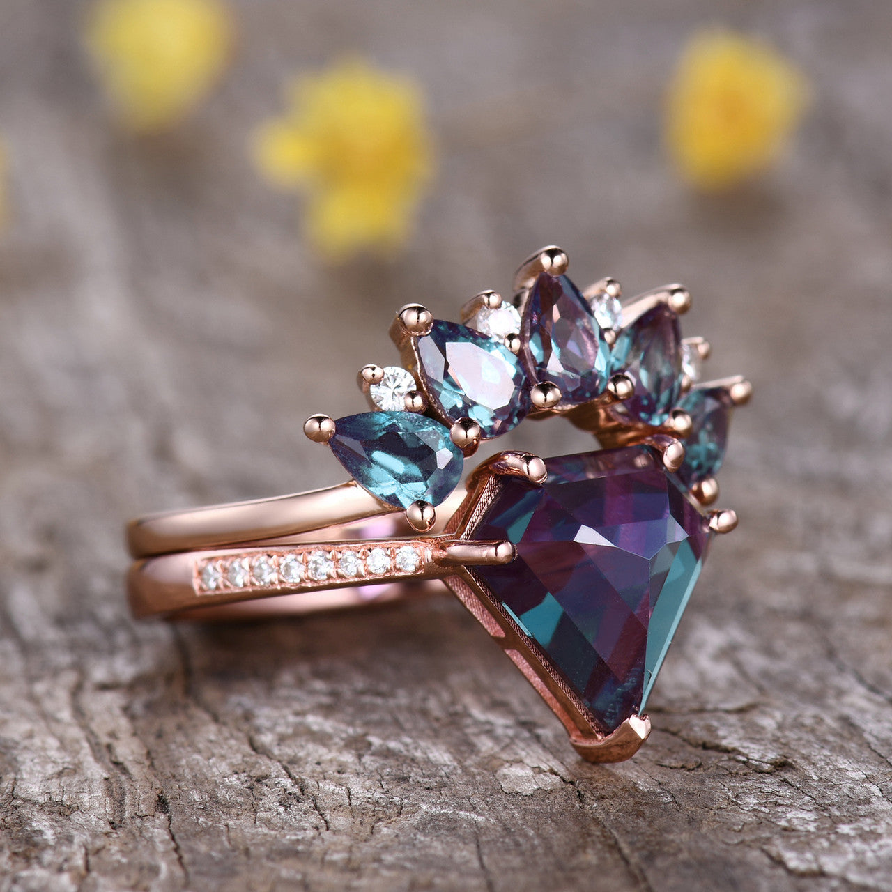 Alexandrite Birthstone Rings-BBBGEM Alexandrite Engagement Ring