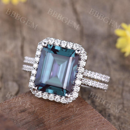 Vintage Alexandrite Engagement Ring-BBBGEM Alexandrite Wedding Rings