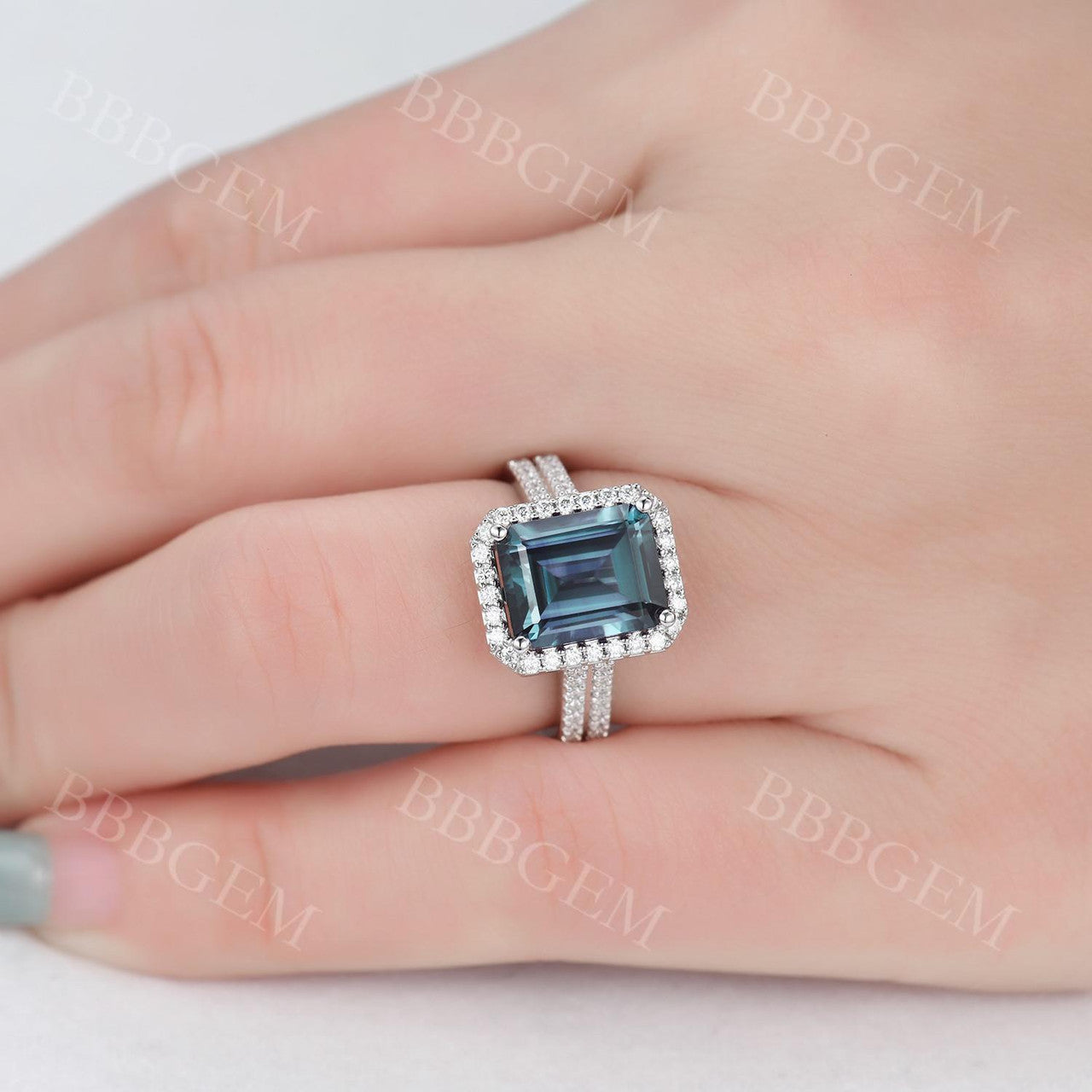 June Birthstone Alexandrite Ring-BBBGEM Alexandrite Wedding Rings