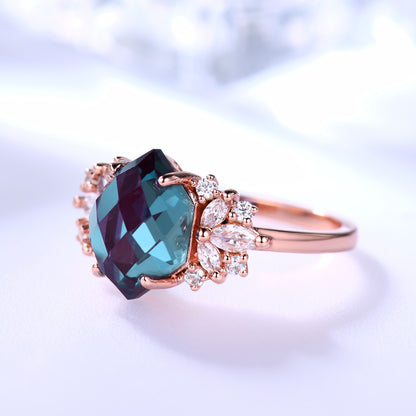 Rose Gold Alexandrite Ring-BBBGEM Alexandrite Engagement Ring