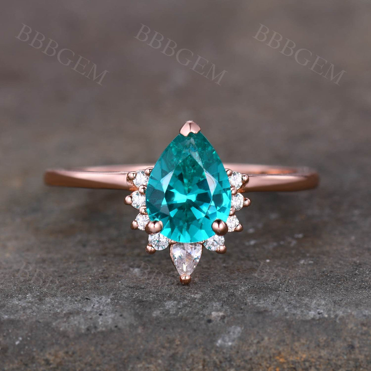 Pear Cut Green Garnet Ring-BBBGEM Pear Cut Green Garnet Ring