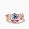 Round Cut Color-change Alexandrite Moon Twisted Ring Ruby Band Bridal Set