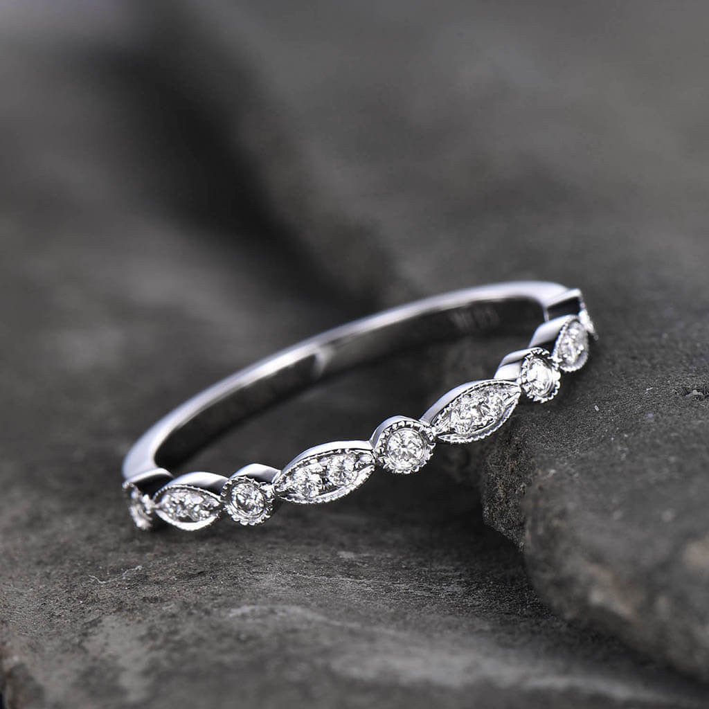 white gold wedding band-BBBGEM Half Eternity Band